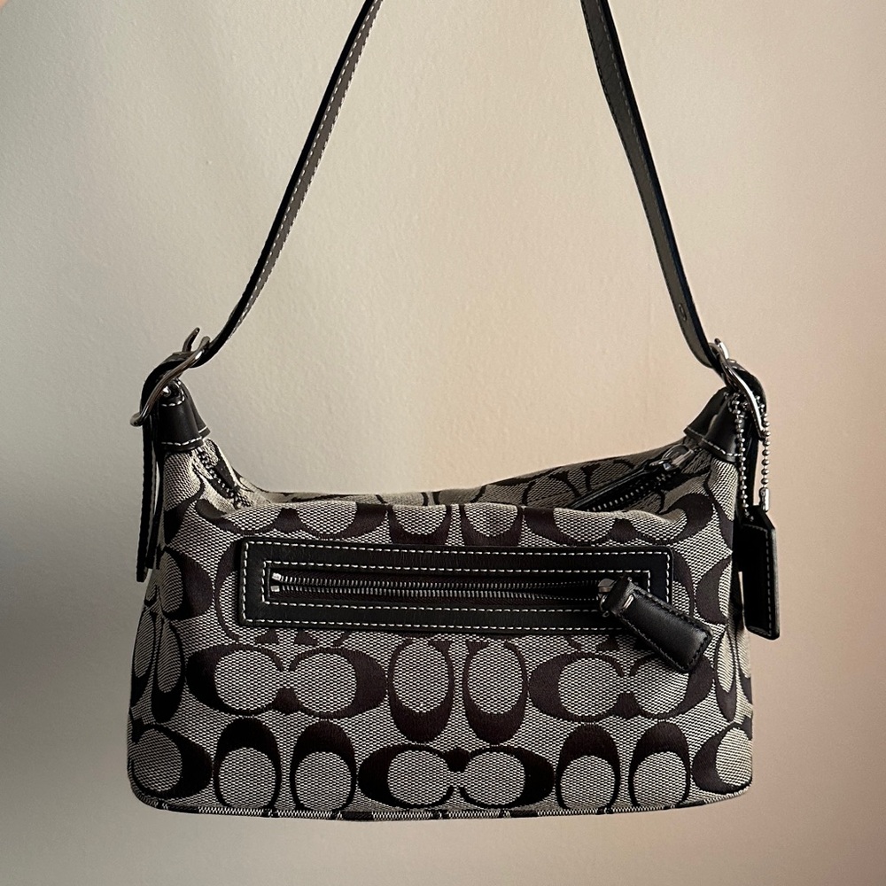 Coach Signature Black and Gray Shoulder Bag